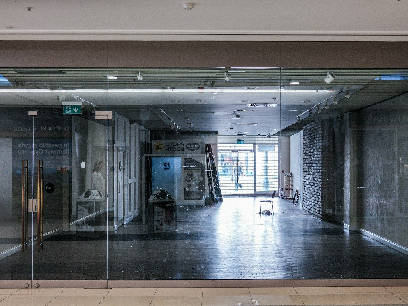 Glass automatic sliding entrance doors of a building